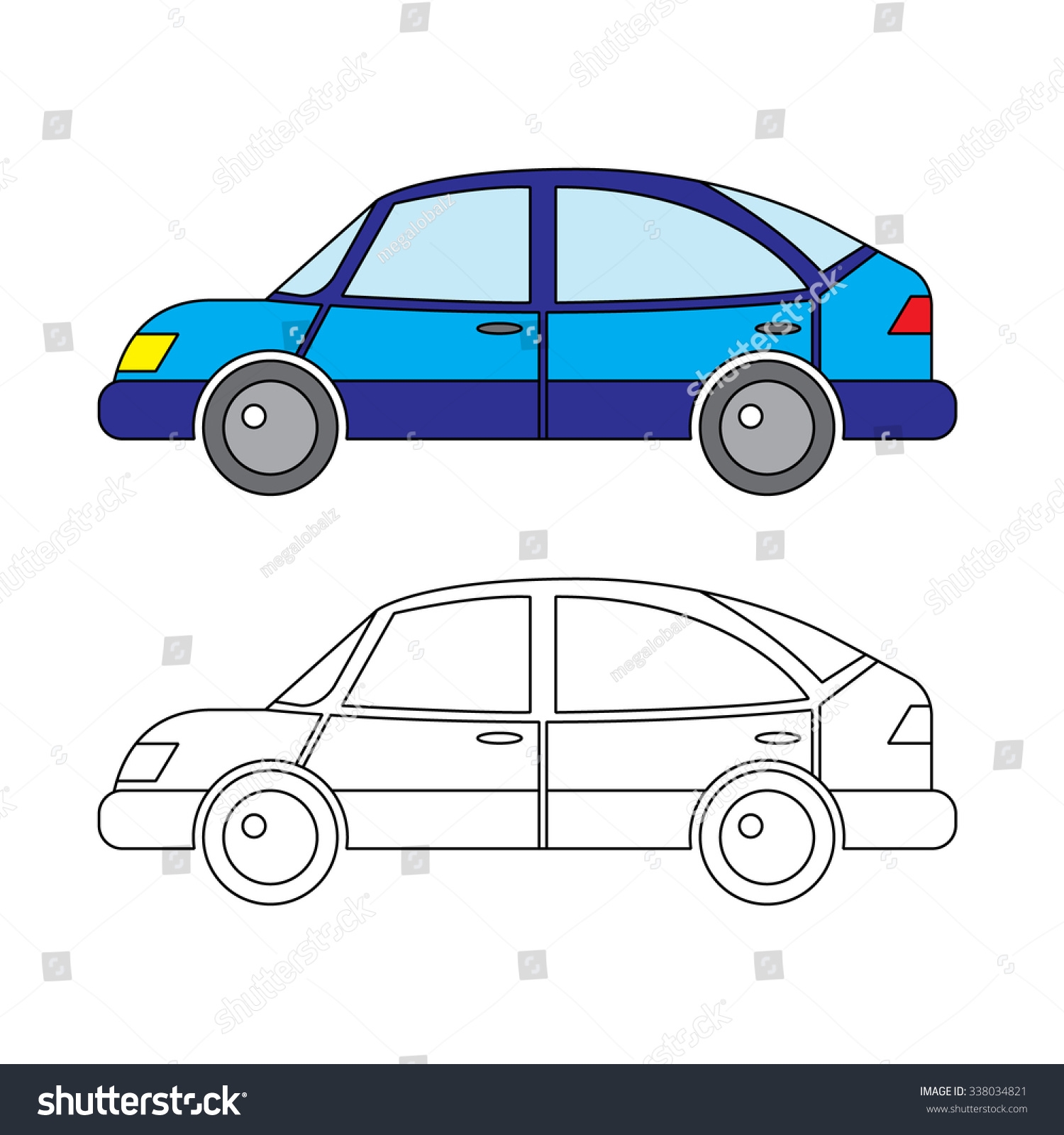 Cartoon Blue Saloon Car Coloring Book Stock Vector Royalty Free 338034821 Shutterstock