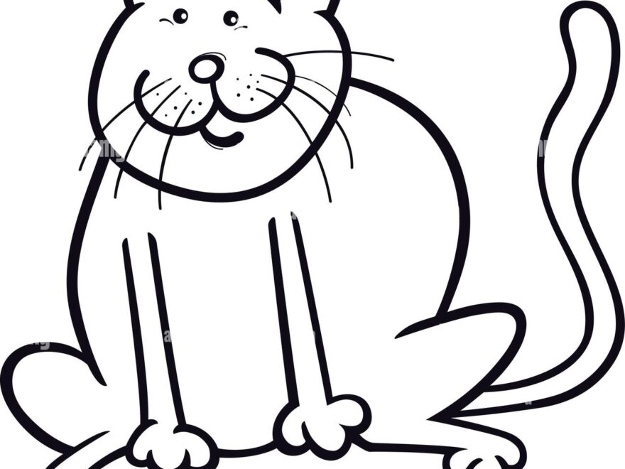 Cartoon Coloring Page Illustration Of Funny Sitting Cat Stock Vector Image Art Alamy