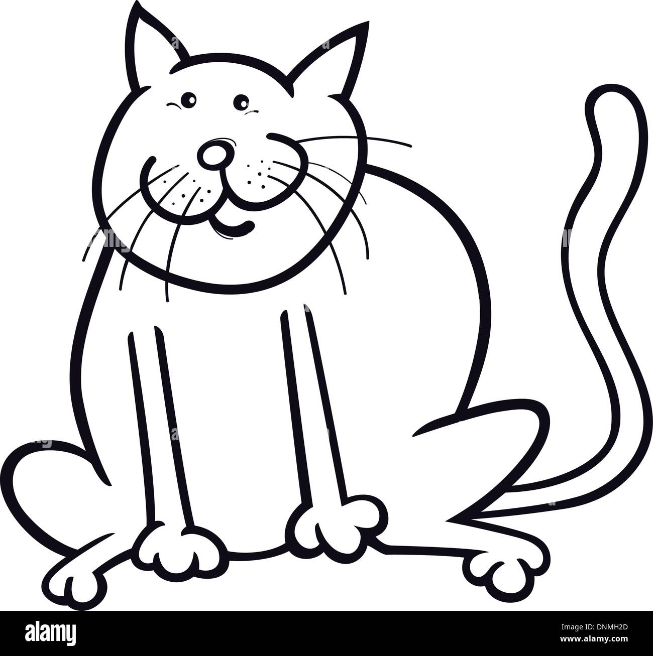 Cartoon Coloring Page Illustration Of Funny Sitting Cat Stock Vector Image Art Alamy