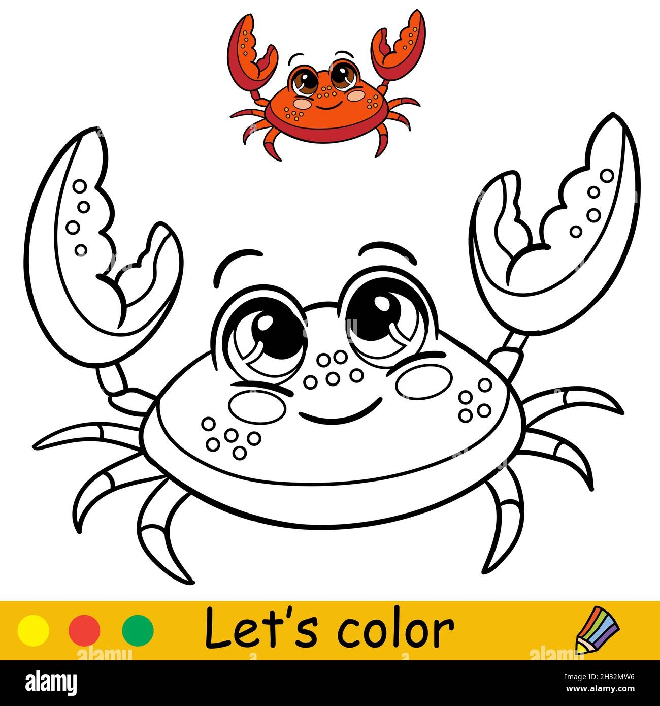 Cartoon Cute And Funny Crab Coloring Book For Preschool Kids With Easy Educational Gaming Level Freehand Sketch Drawing Vector Illustration For Pr Stock Vector Image Art Alamy
