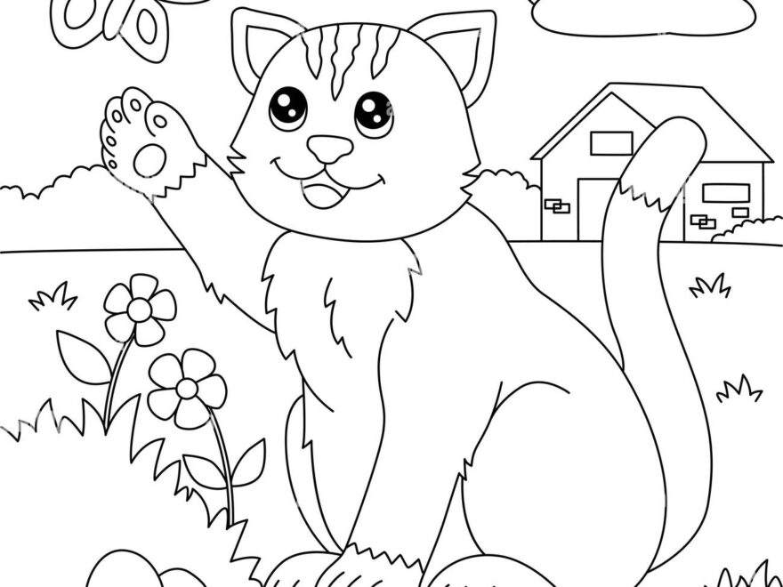 Cat Coloring Page For Kids Stock Vector Image Art Alamy