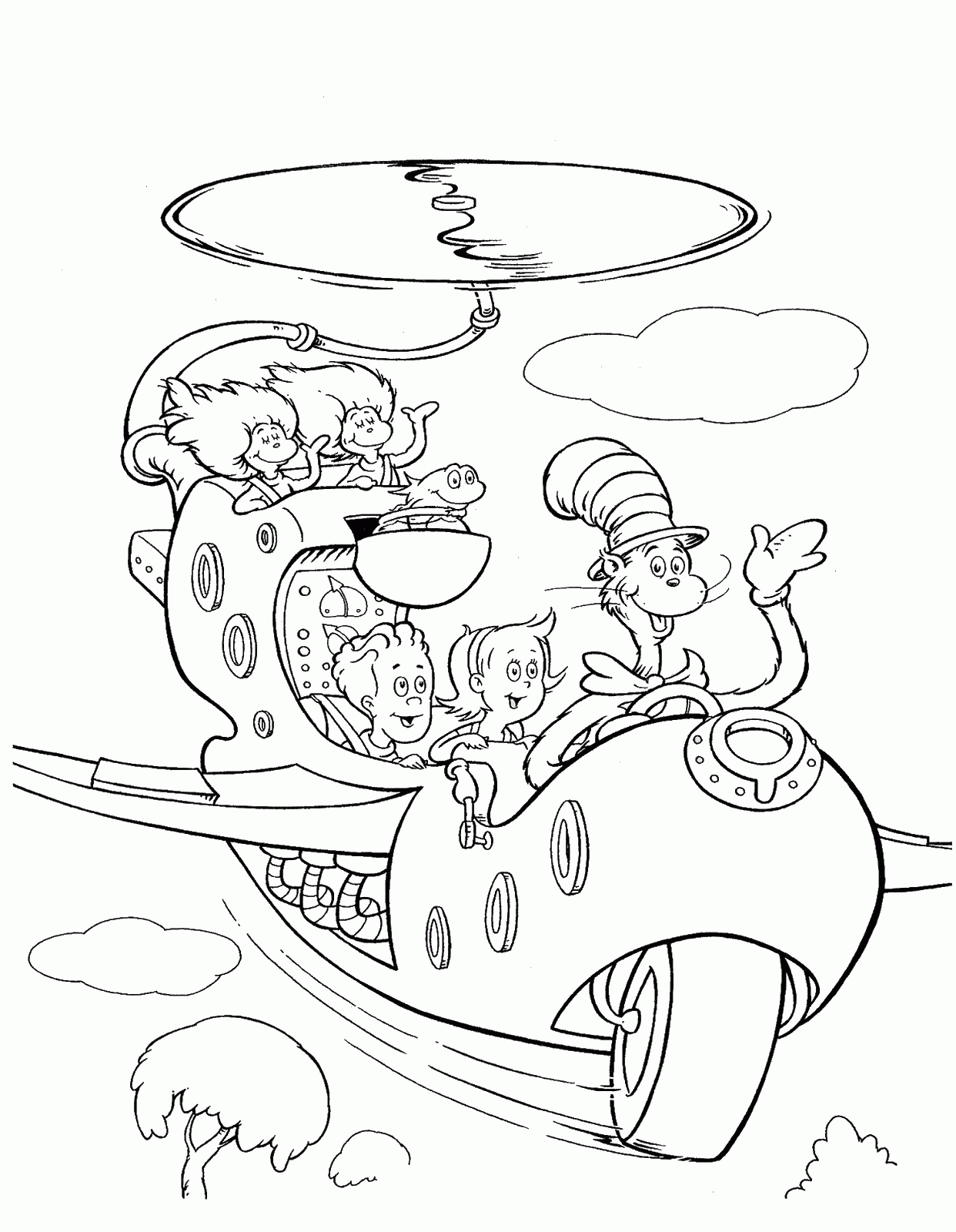 Cat In The Hat Coloring Pages For Kids