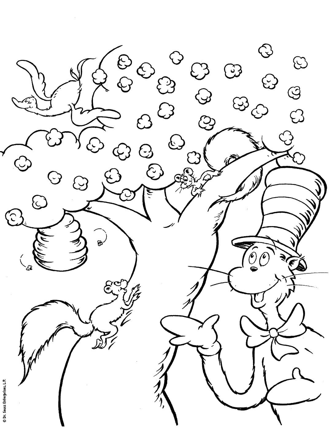 Cat Hat Printable Coloring Pages