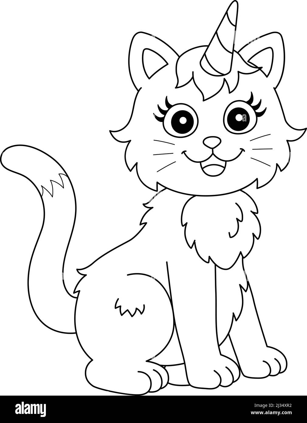 Kawaii Unicorn Cat Coloring Pages