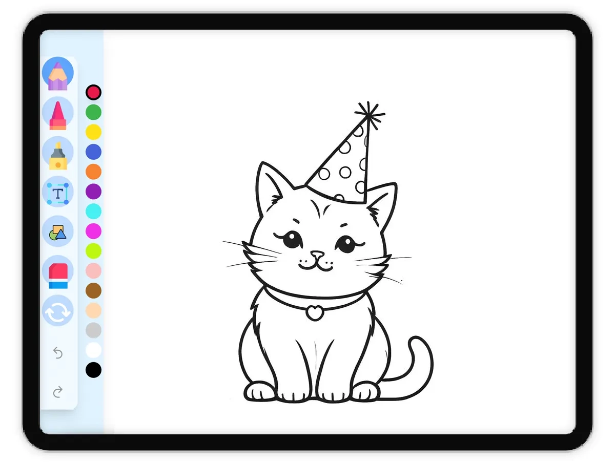 Cat With Party Hat Coloring Page Free Printable Activity