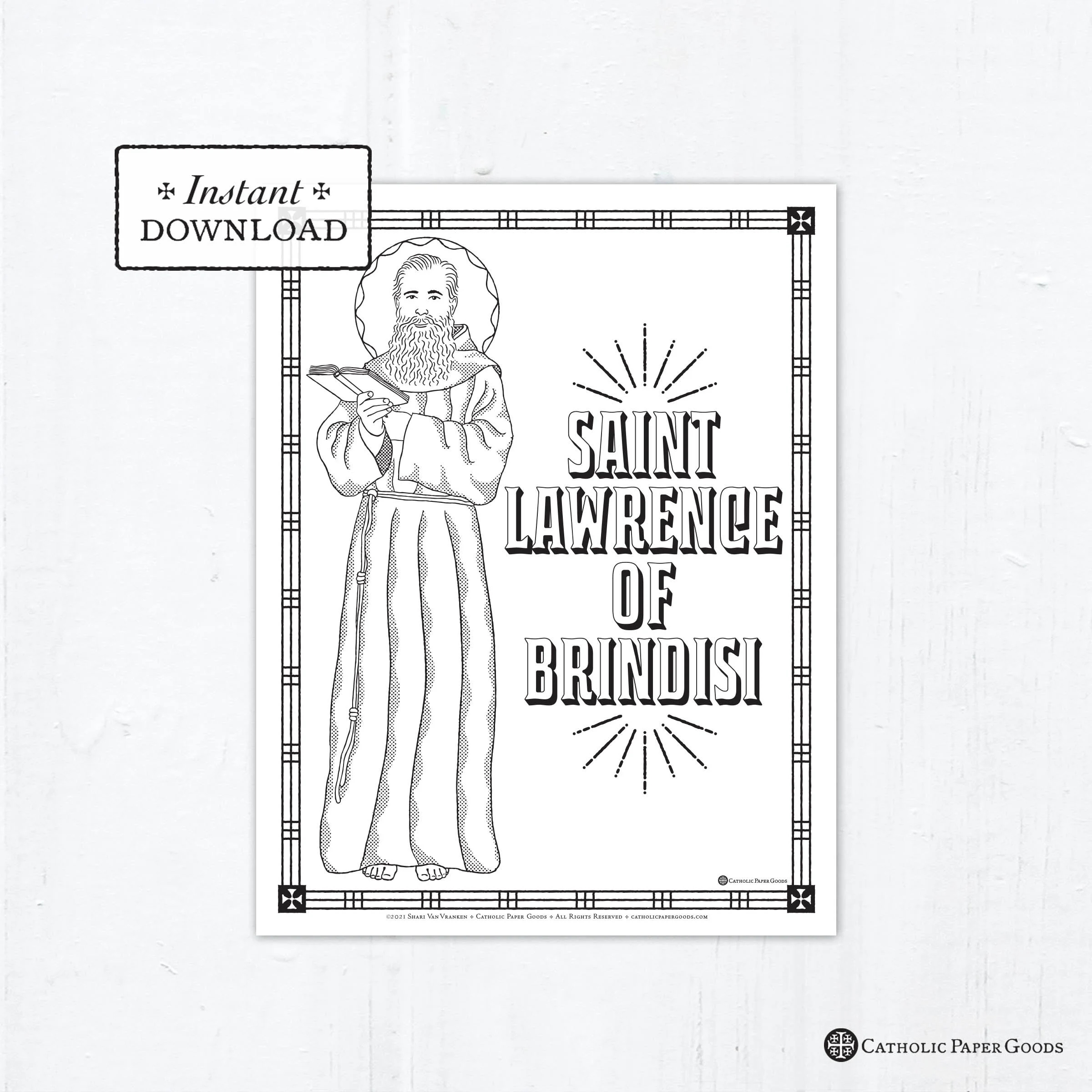 Catholic Coloring Page Saint Lawrence Of Brindisi Coloring Page Catholic Saints Printable Coloring Page Digital Coloring Page PDF Catholic Coloring Page Saint Lawrence Of Brindisi Coloring Page Catholic Saints Printable Coloring Page Digital Coloring Page PDF