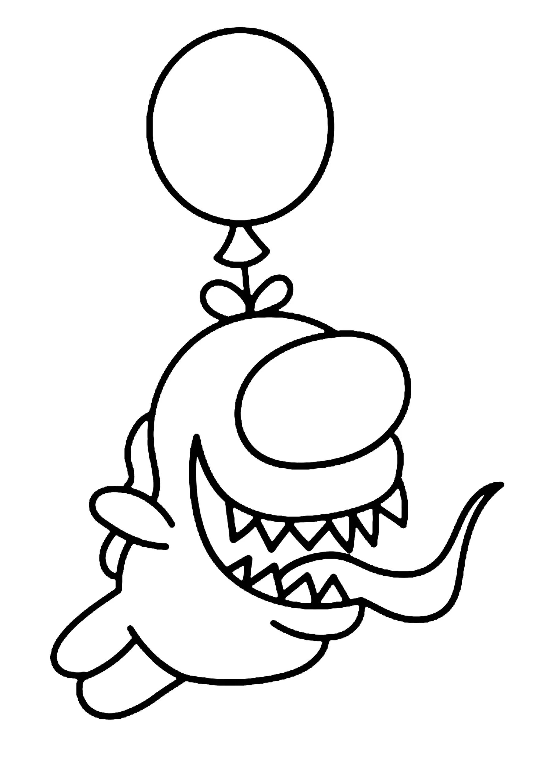 Character Flying Away With A Baloon Among Us Coloring Pages