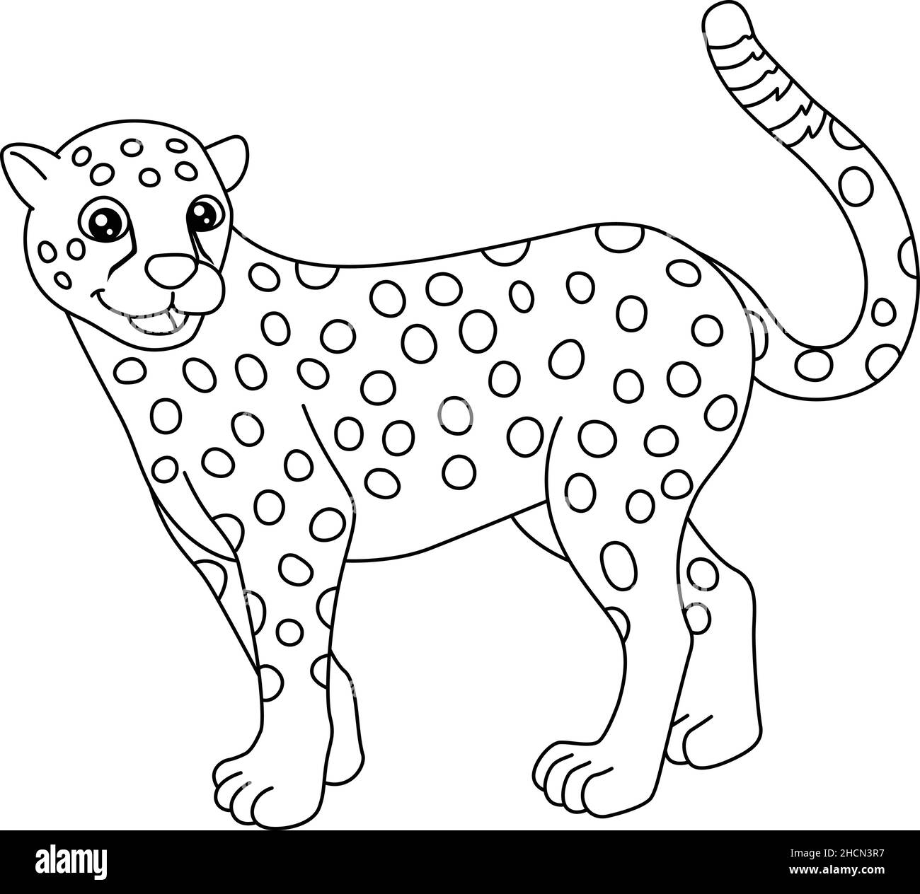 Cheetah Coloring Page Isolated For Kids Stock Vector Image Art Alamy
