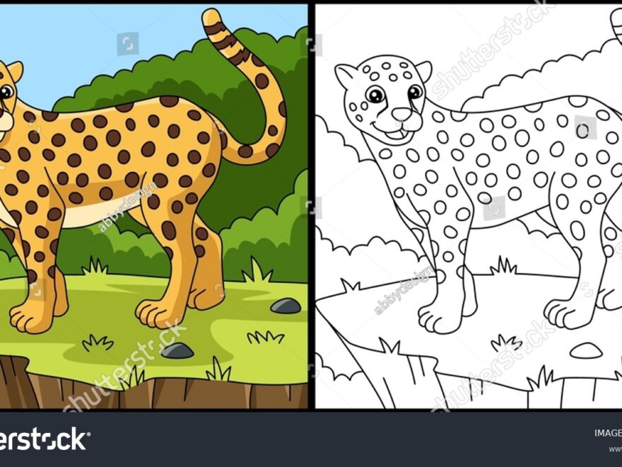 Cheetah Coloring Page Vector Illustration Stock Vector Royalty Free 2115849785 Shutterstock