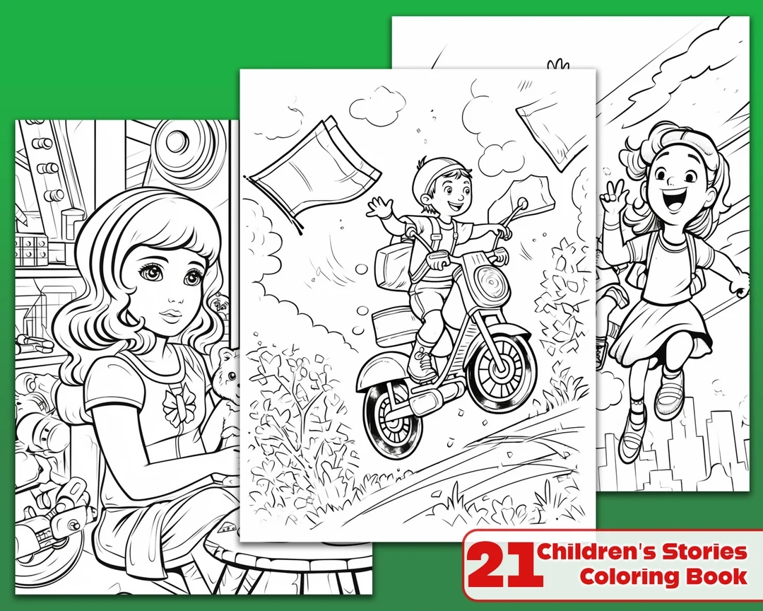 Children s Stories Coloring Book Coloring Book Digital Download Etsy