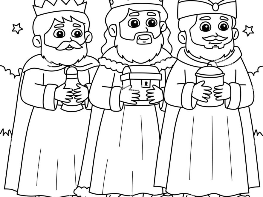 Christian Three Kings Coloring Page For Kids Stock Vector Image Art Alamy