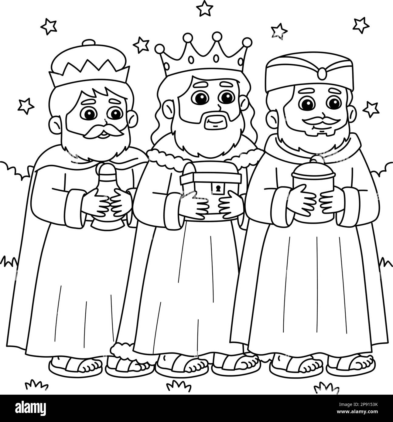 Christian Three Kings Coloring Page For Kids Stock Vector Image Art Alamy