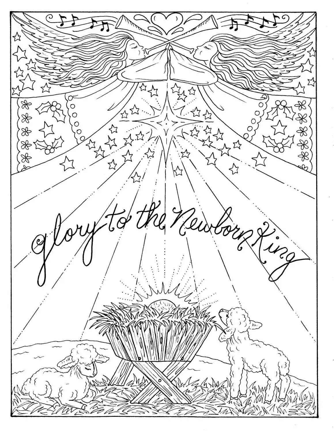 Christmas Christian Coloring Page Holidays Coloring Adult Scriptures Hand drawn Art Etsy