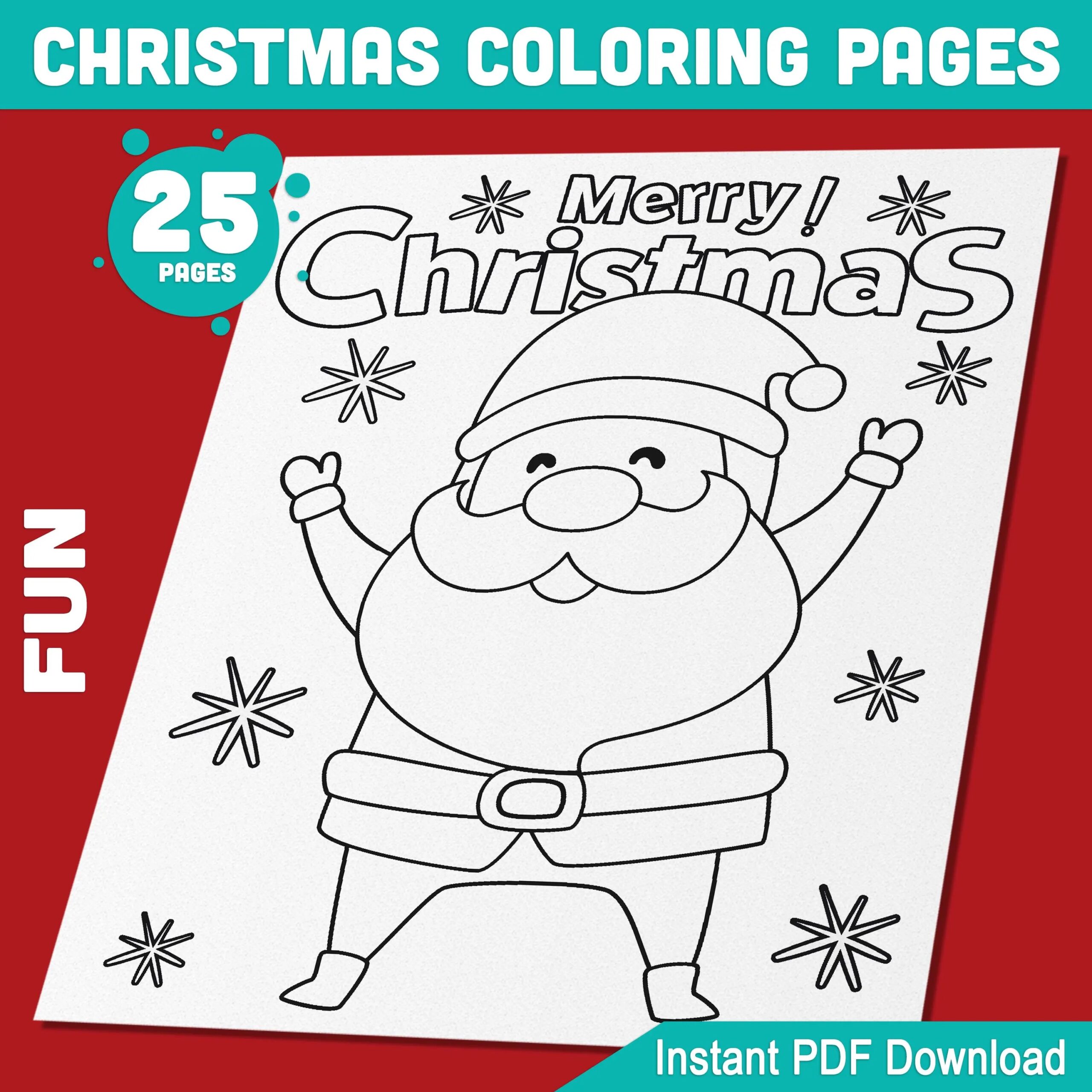 Christmas Coloring Pages 25 Cute Winter Designs Featuring Santa Snow And Christmas Trees Instant PDF Download For Kids Etsy