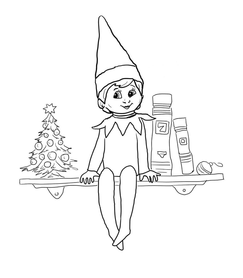 Christmas Elf On The Shelf Coloring Page Download Print Or Color Online For Free