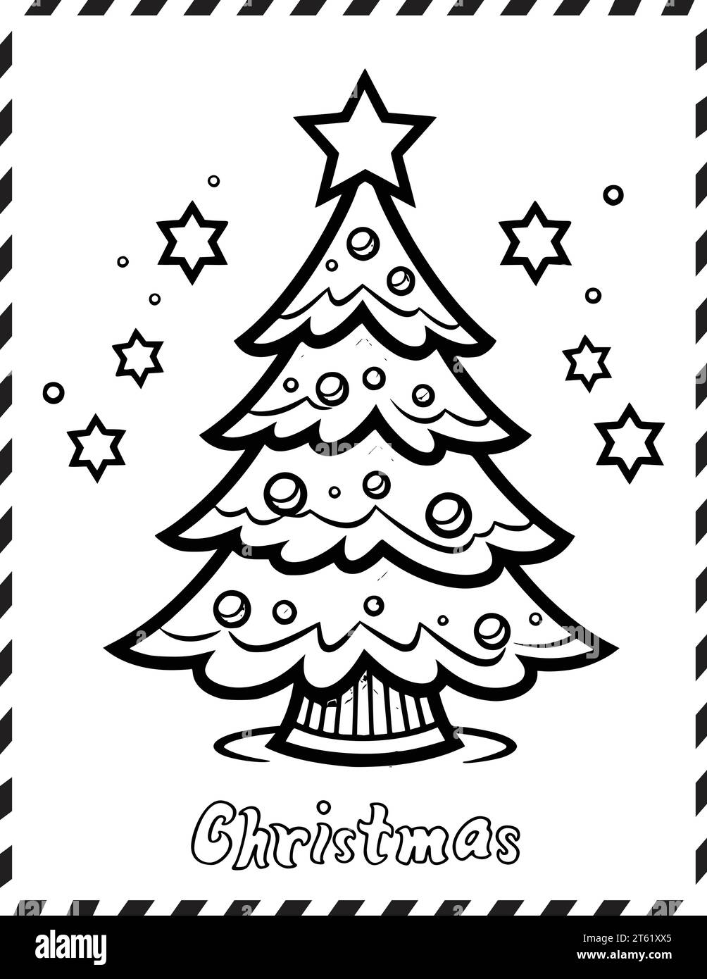 Christmas Tree Coloring Page Crayola Stock Vector Images Alamy