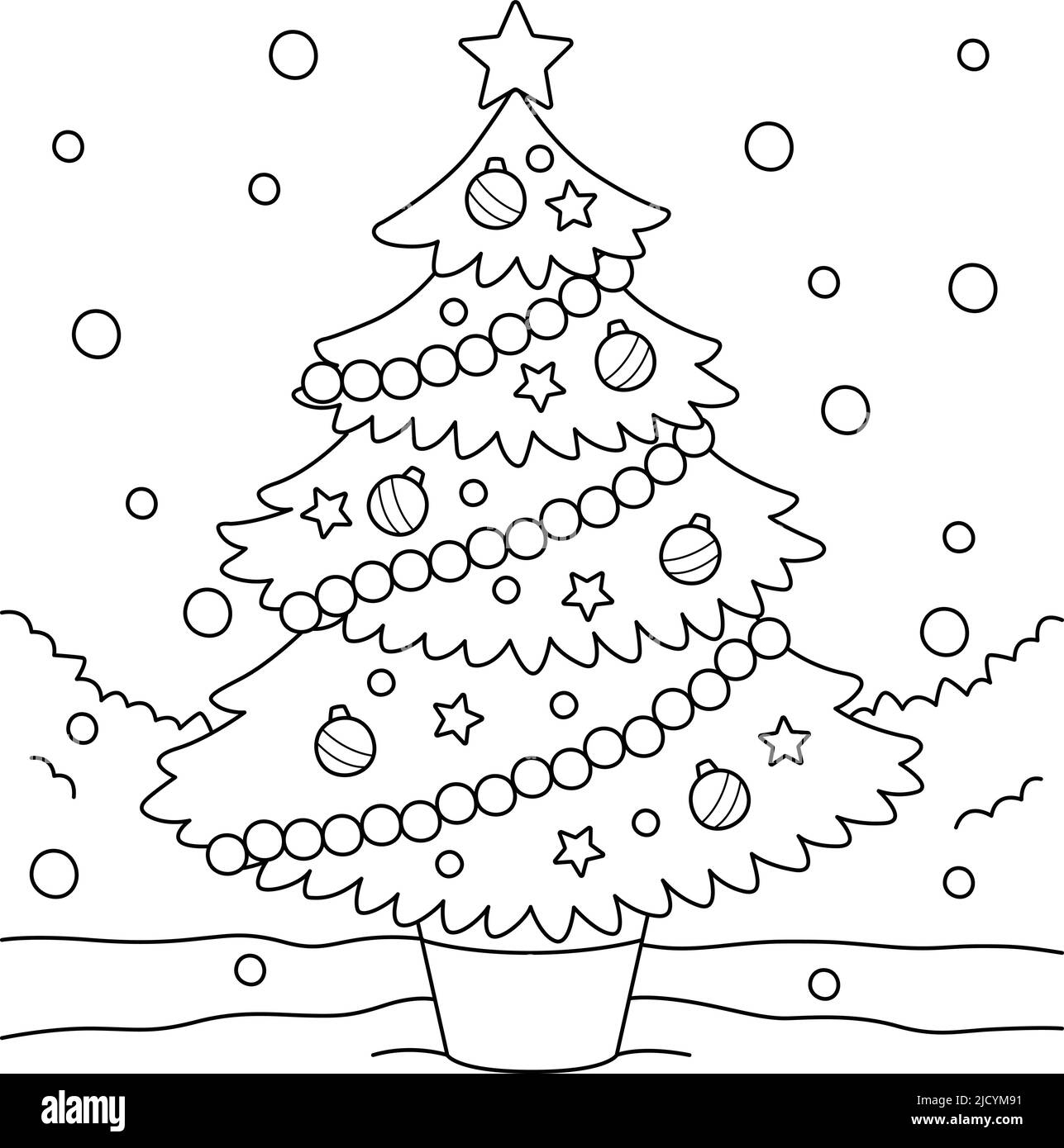 Christmas Tree Coloring Page For Kids Stock Vector Images Alamy