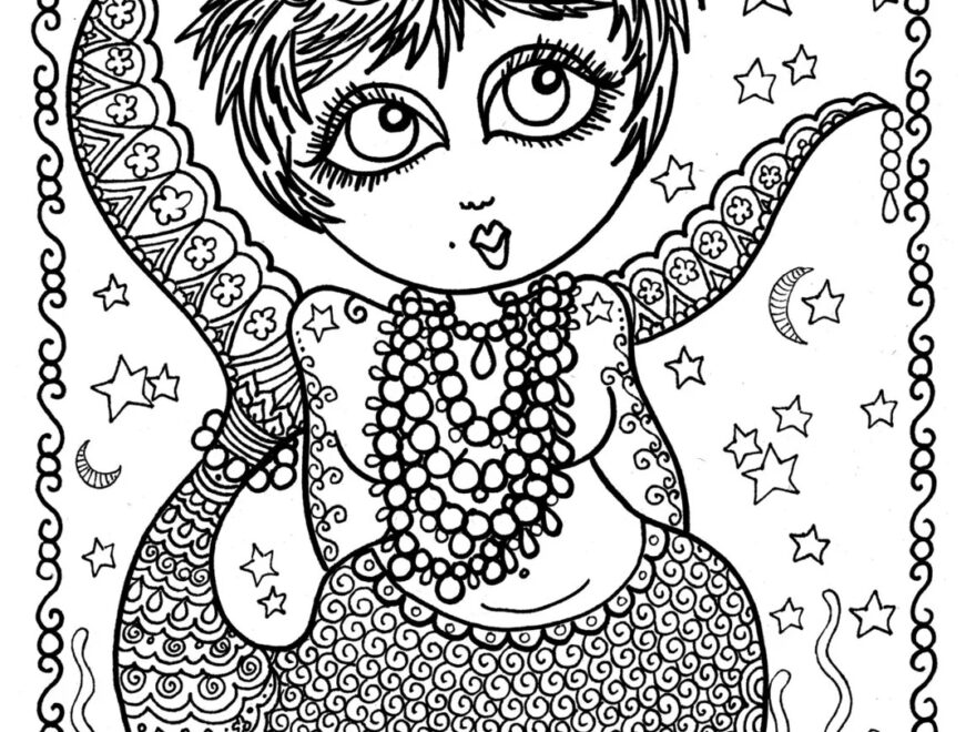 Chubby Mermaid Coloring Page Adult Coloring Page Fantasy Color Books Instant Download Etsy