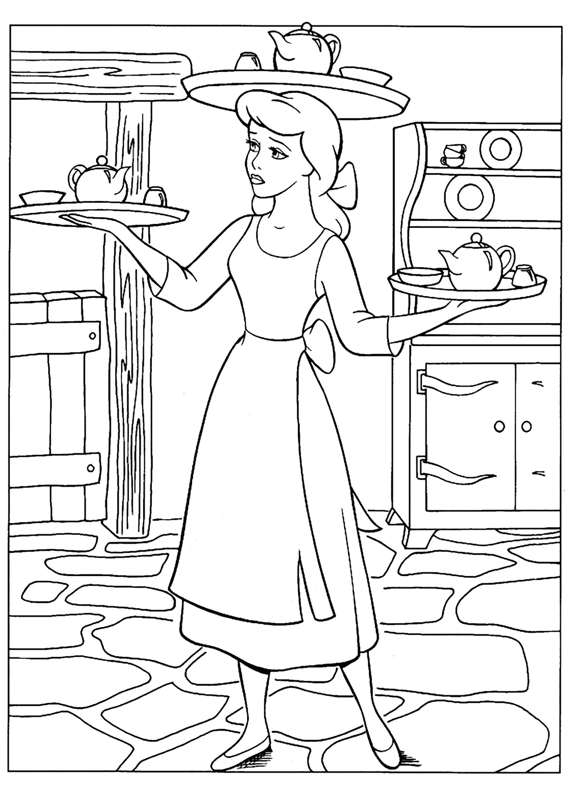 Cinderella s Got Her Hands Full Cinderella Coloring Pages