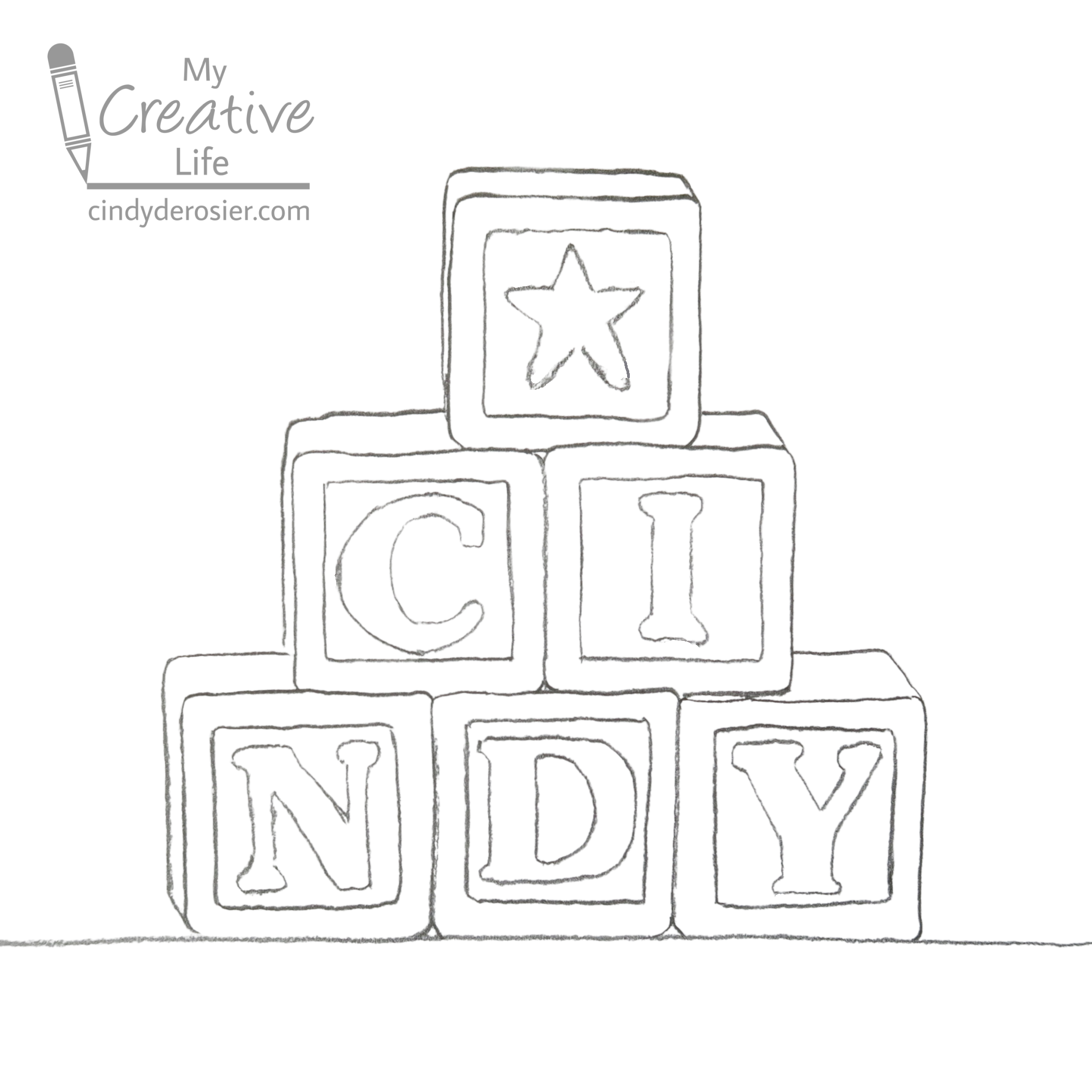 Cindy DeRosier My Creative Life Alphabet Block Name Art Drawing Cindy DeRosier My Creative Life Alphabet Block Name Art Drawing
