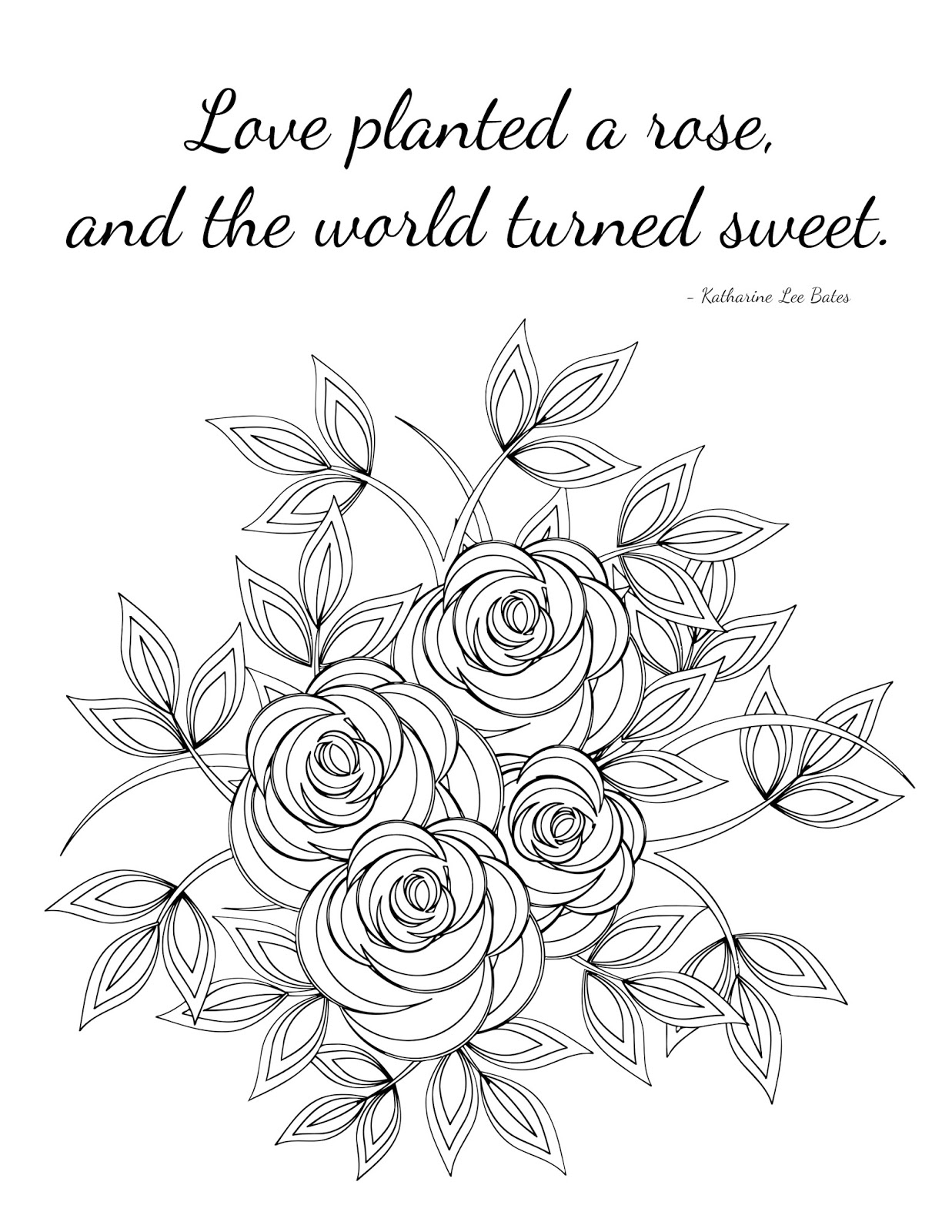 CJO Photo Inspirational Coloring Page Love Planted A Rose Quote