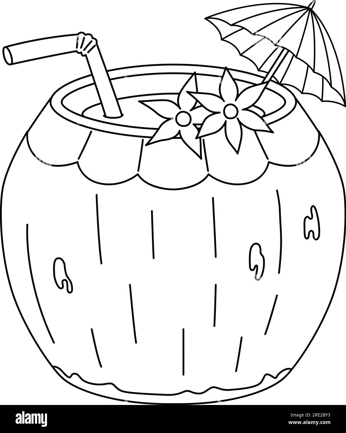 Coconut Drink Summer Isolated Coloring Page Stock Vector Image Art Alamy