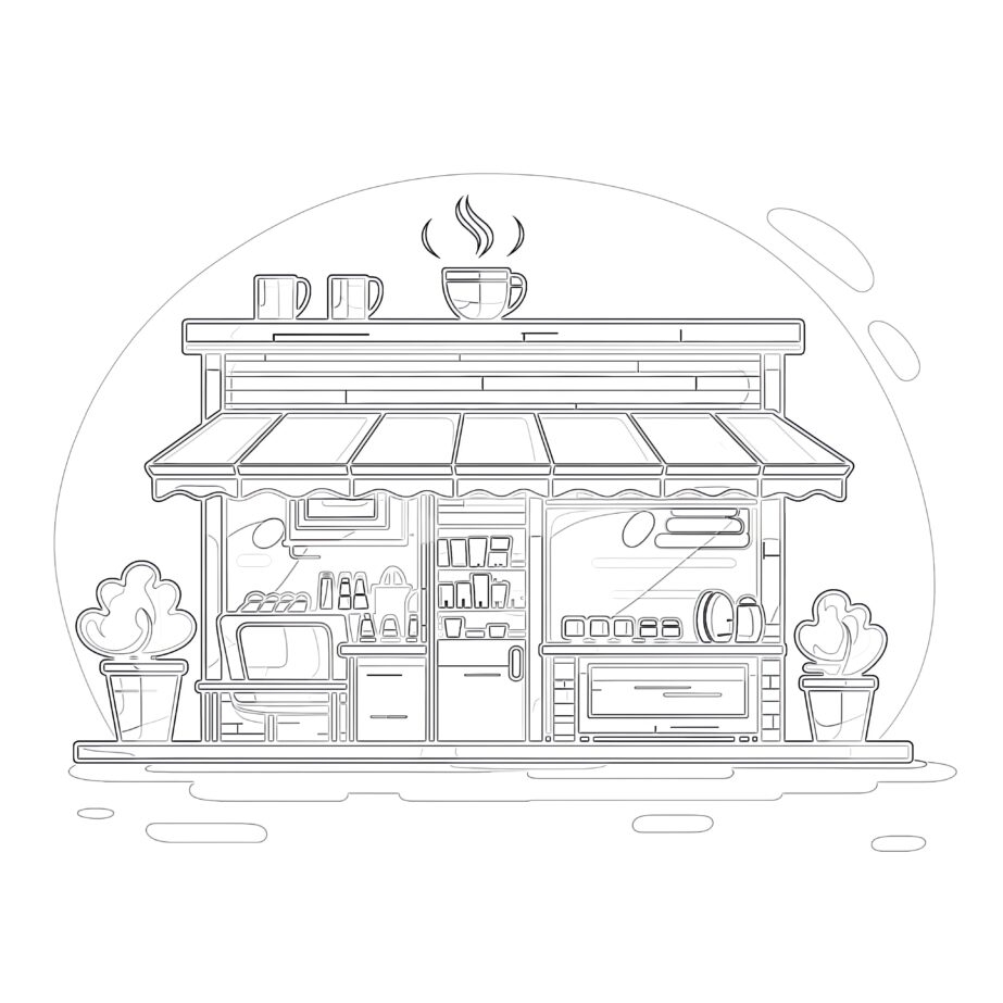 Coffee Shop Coloring Page Coloring Pages Mimi Panda