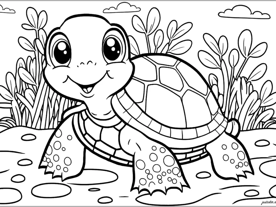 Coloring A Cute Turtle Turtle And Tortoise Coloring Pages For Adults