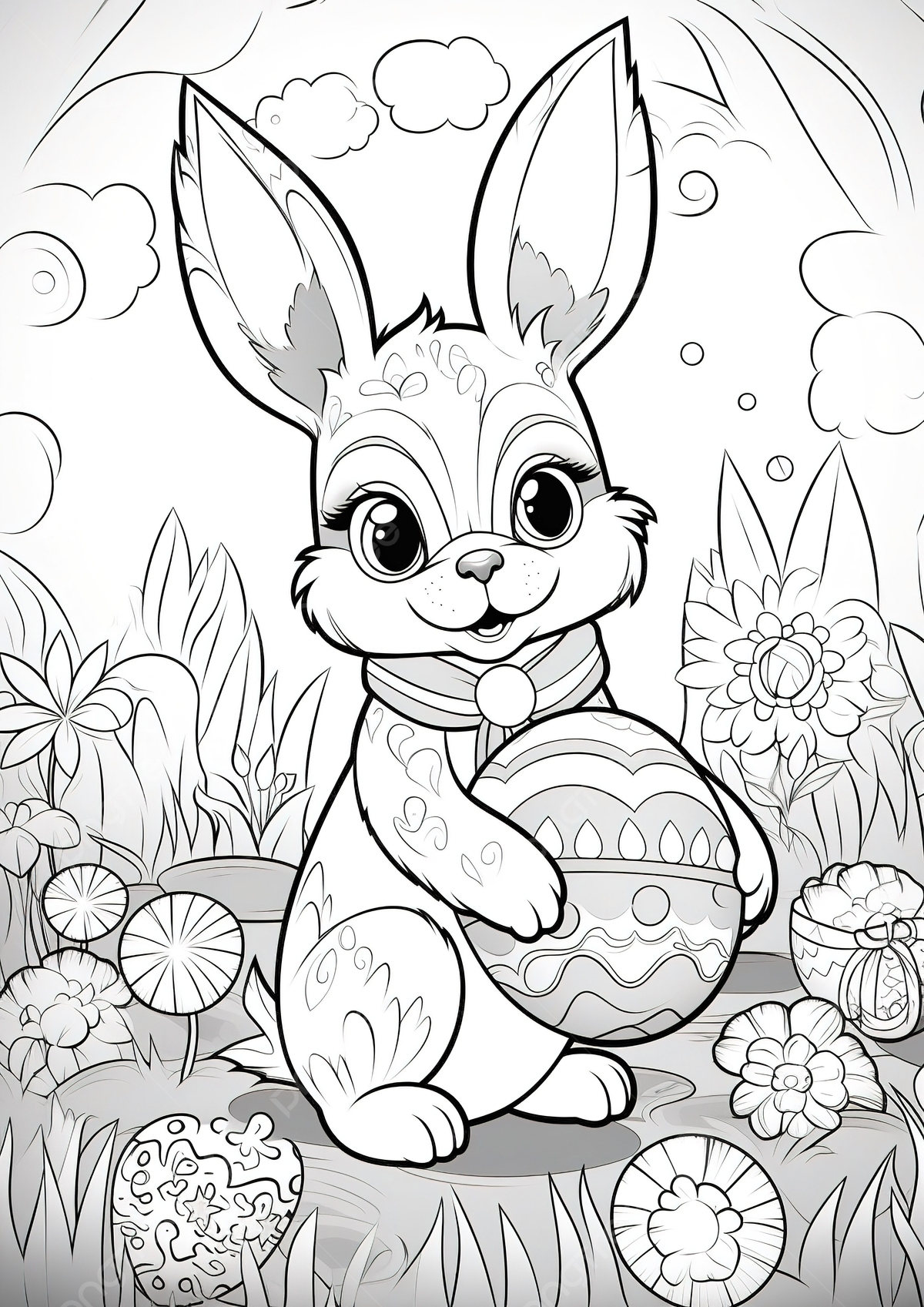 Coloring Book For Kids Themed Easter With A Cute Fox Using Bunny Ears Background Wallpaper Image For Free Download Pngtree