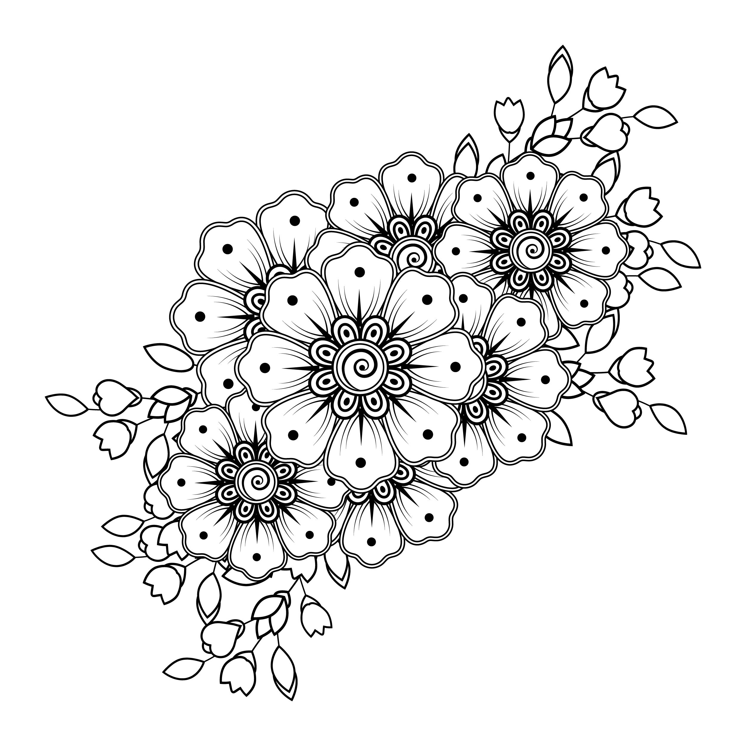 Coloring Book Mehndi Flower Online Coloring Page HiColoring