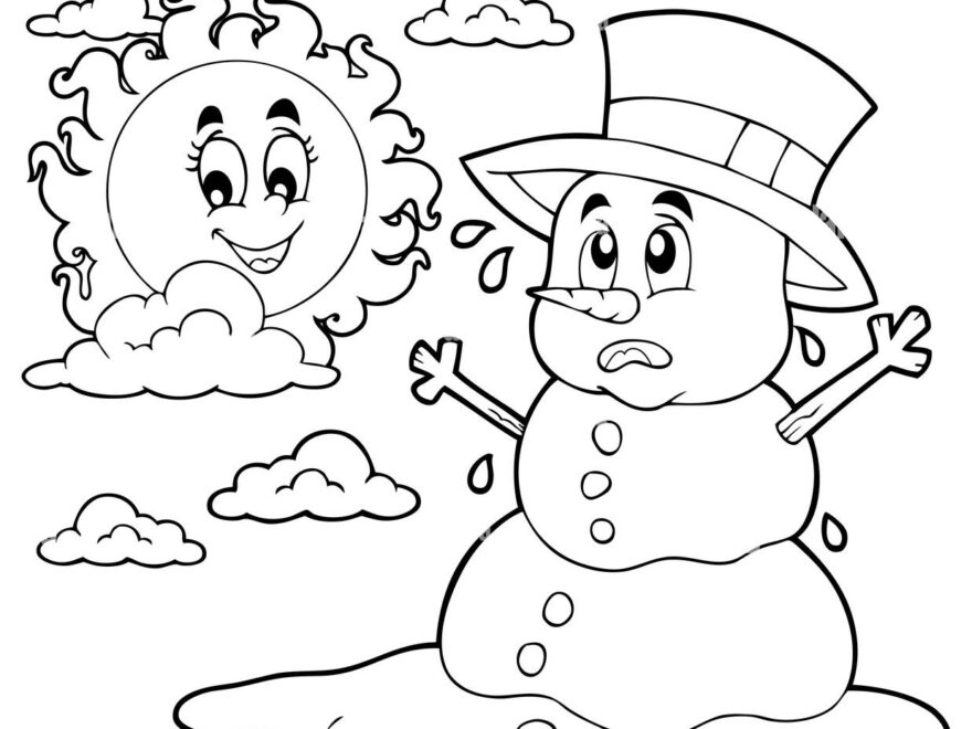 Coloring Book Melting Snowman 1 Picture Illustration Stock Photo Alamy