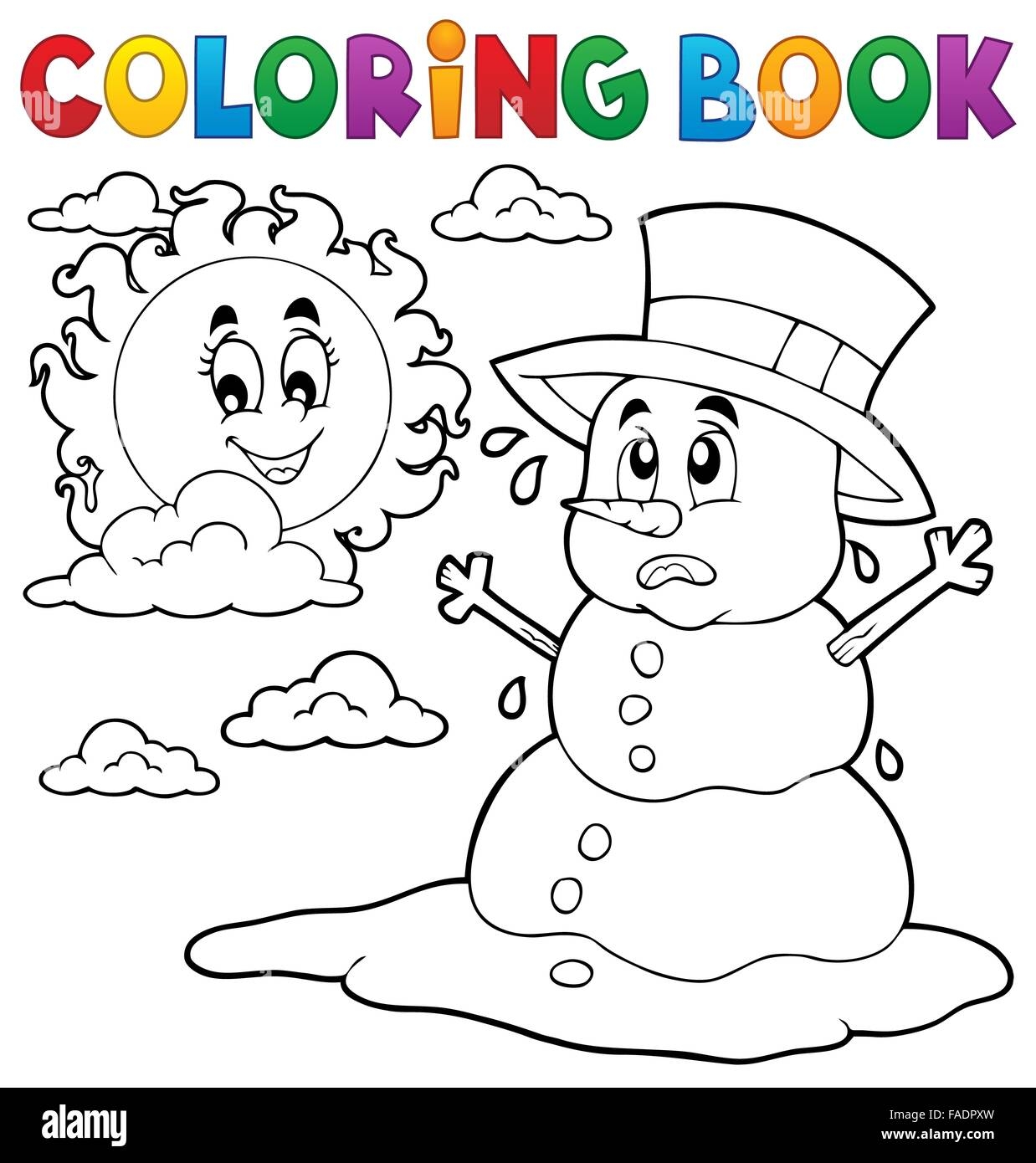 Coloring Book Melting Snowman 1 Picture Illustration Stock Photo Alamy