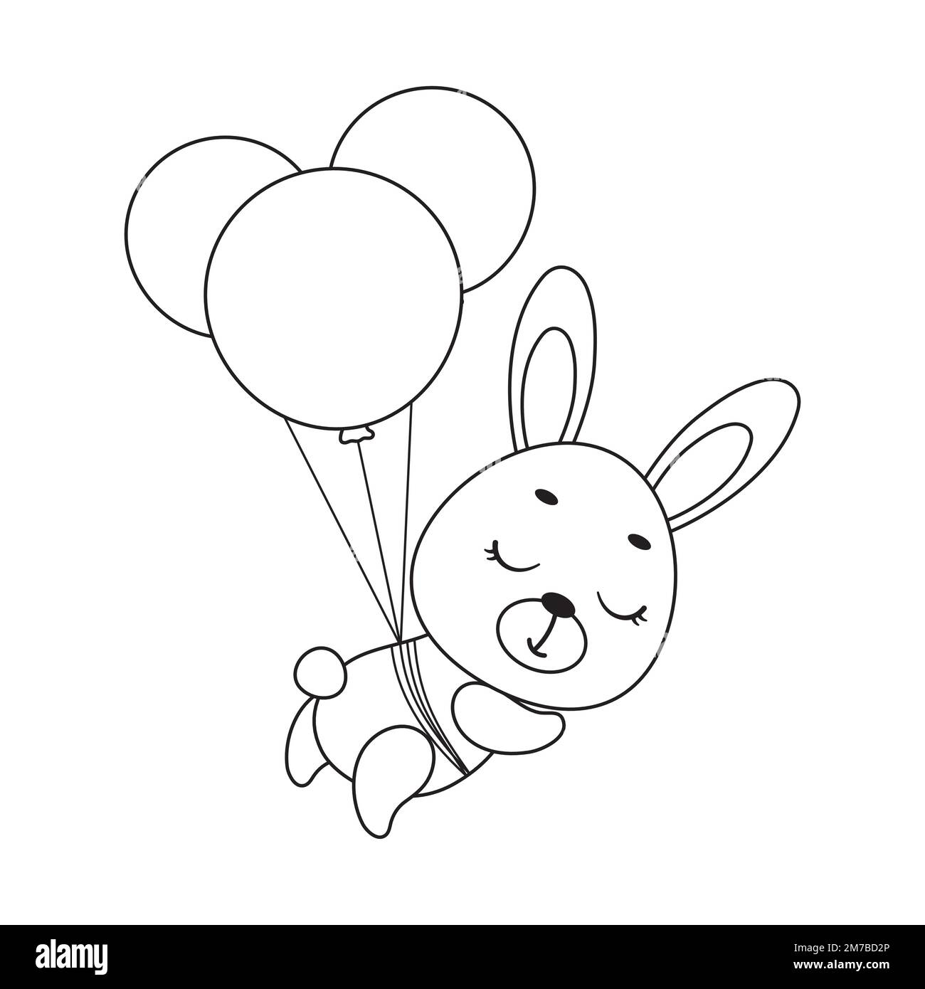 Coloring Page Cute Little Hare Flying On Balloons Coloring Book For Kids Educational Activity For Preschool Years Kids And Toddlers With Cute Animal Stock Vector Image Art Alamy