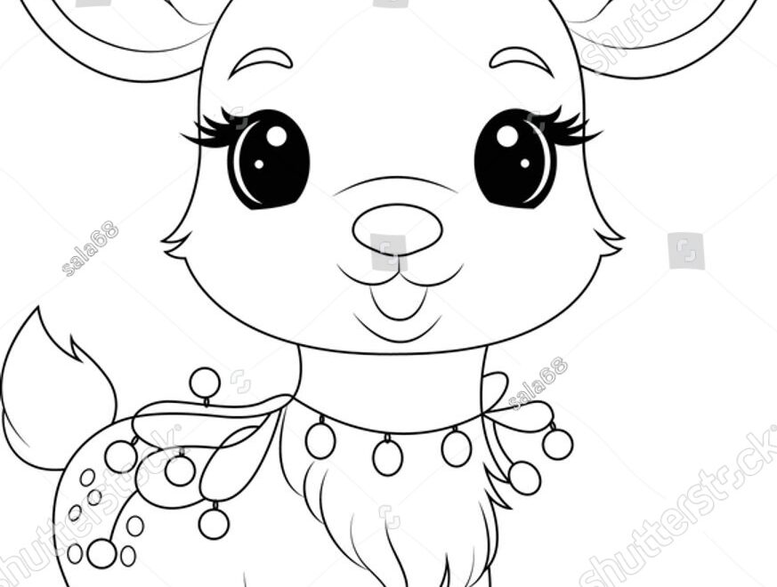 Coloring Page Cute Reindeer Tangled Christmas Stock Vector Royalty Free 2375317783 Shutterstock