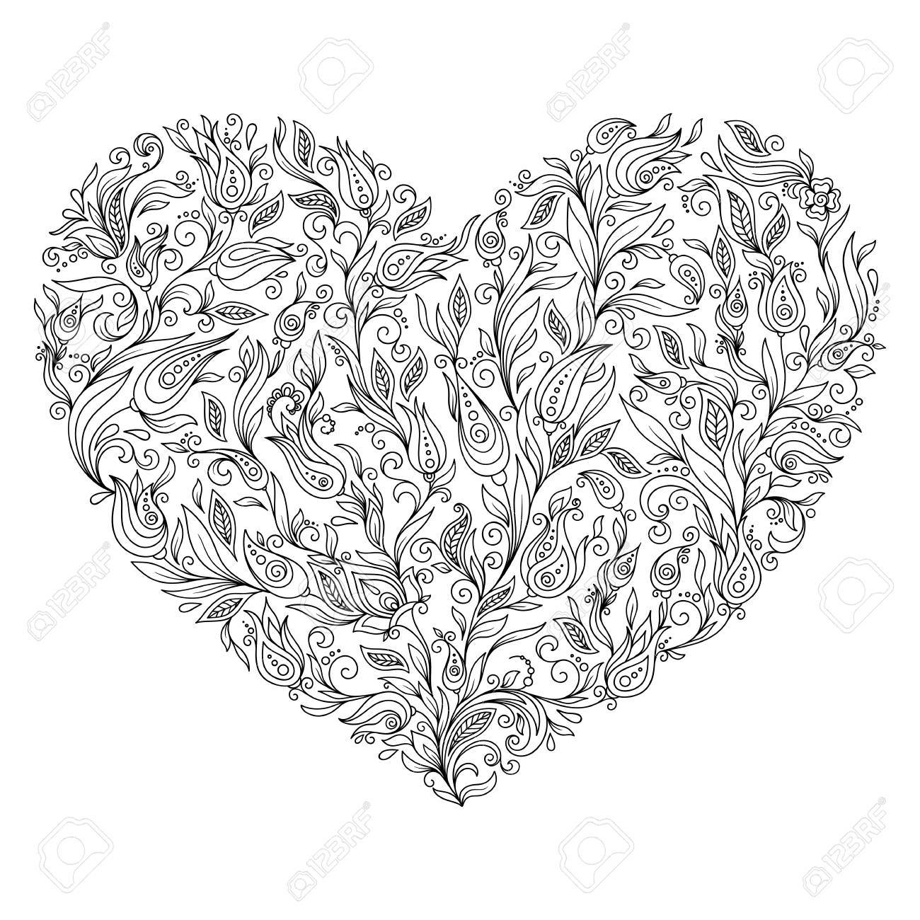 Valentine's Flowers Coloring Pages