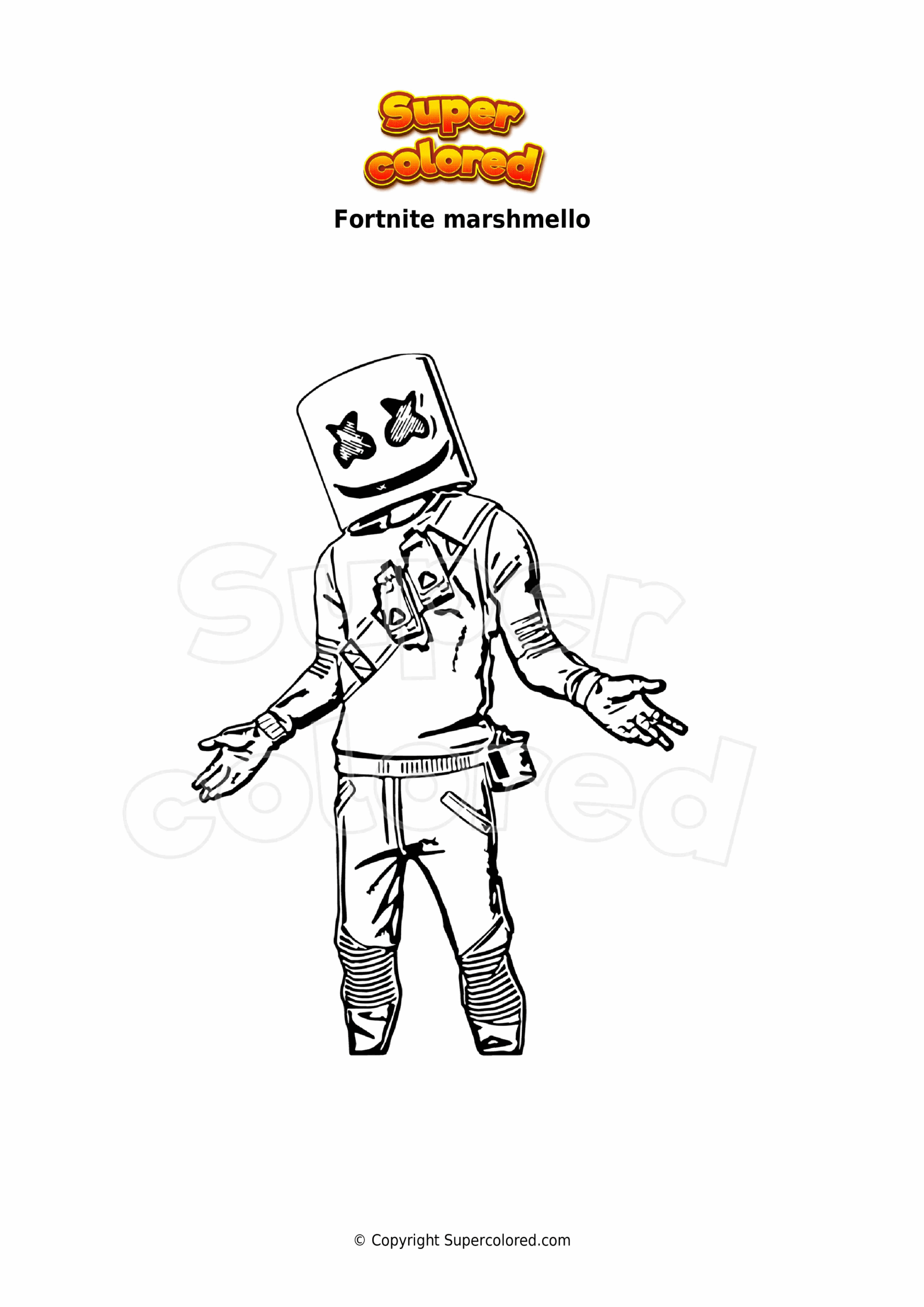Coloring Page Fortnite Marshmello Supercolored