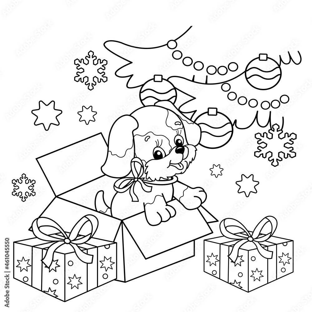 Christmas Puppies Coloring Pages