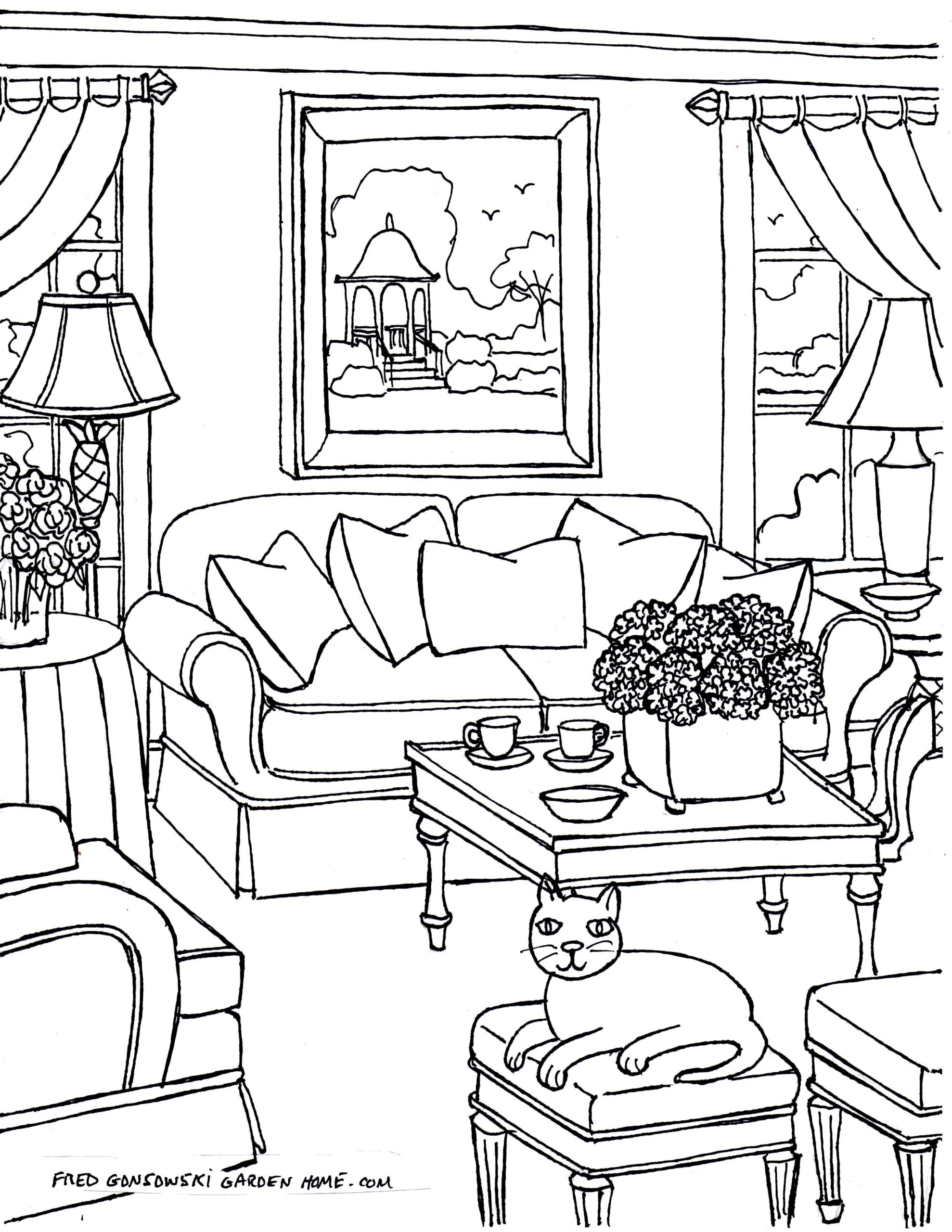 Coloring Pages For Adults Some Drawings Of Living Rooms For Adults To Color Fred Gonsowski Garden Home