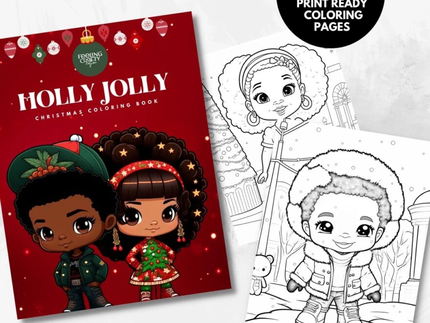 Coloring Pages Of African American Kids Holiday Coloring Pages Christmas Coloring Book Chibi Style Coloring Book Etsy