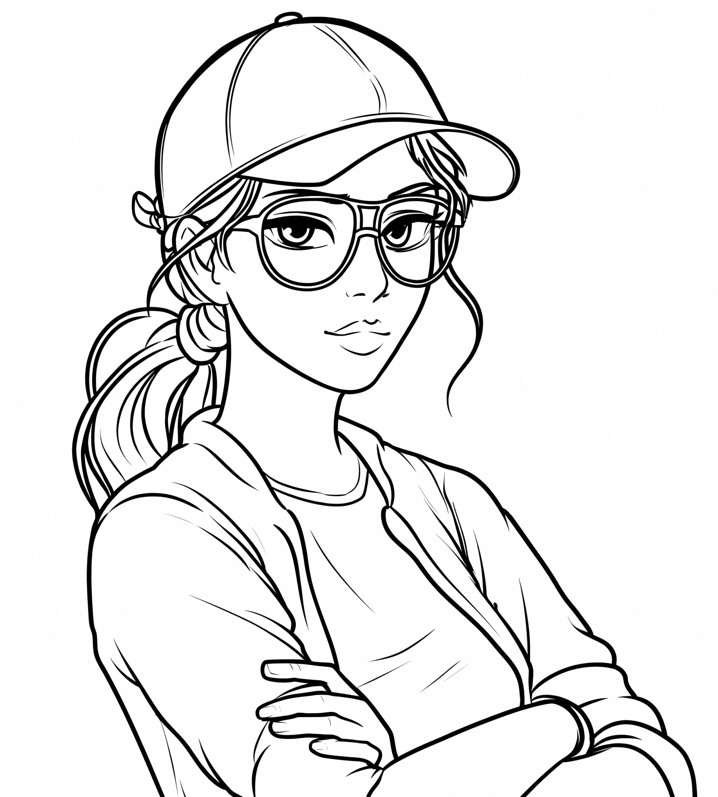 Cool Girl Line Art Bundle Coloring Pages Set Of 12 Trendy Teen With Cap And Sunglasses Digital Download PNG JPG Fashion Coloring Print Etsy