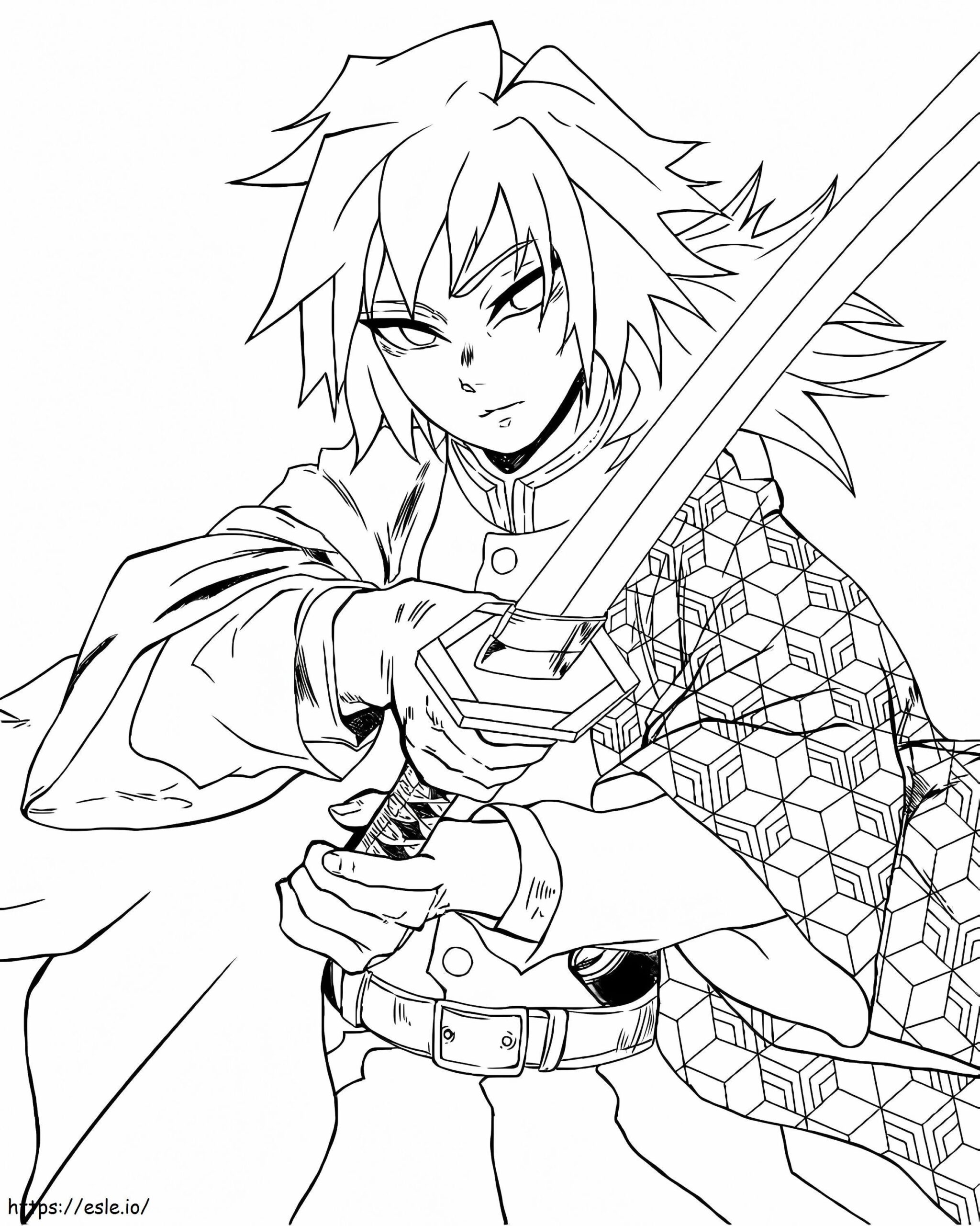Cool Giyu Tomioka Coloring Page