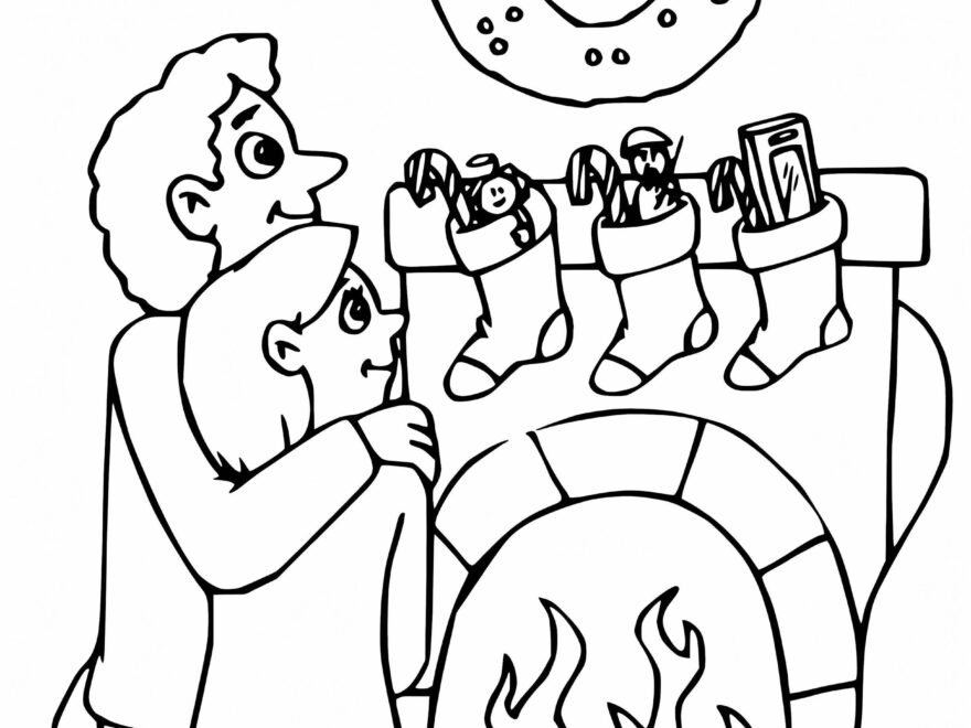 Couple And Fireplace Coloring Page