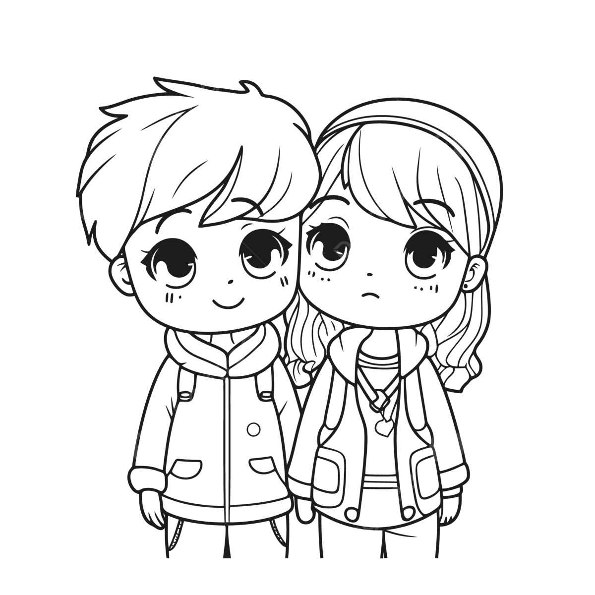 Couple Of Cute Baby Boy And Girl In White And Black Coloring Pages For Kids Outline Sketch Drawing Vector Baby Drawing Wing Drawing Girl Drawing PNG And Vector With Transparent Background For