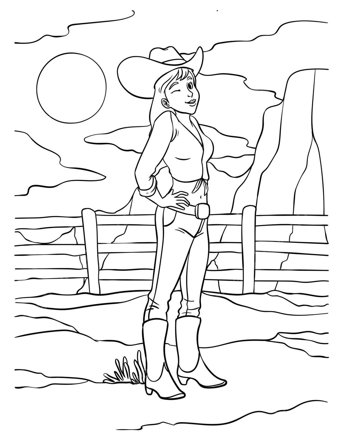 Cowgirl Coloring Page For Kids Coloring Background Relaxation Vector Cow Drawing Girl Drawing Ring Drawing Illustration Background And Wallpaper For Free Download Pngtree