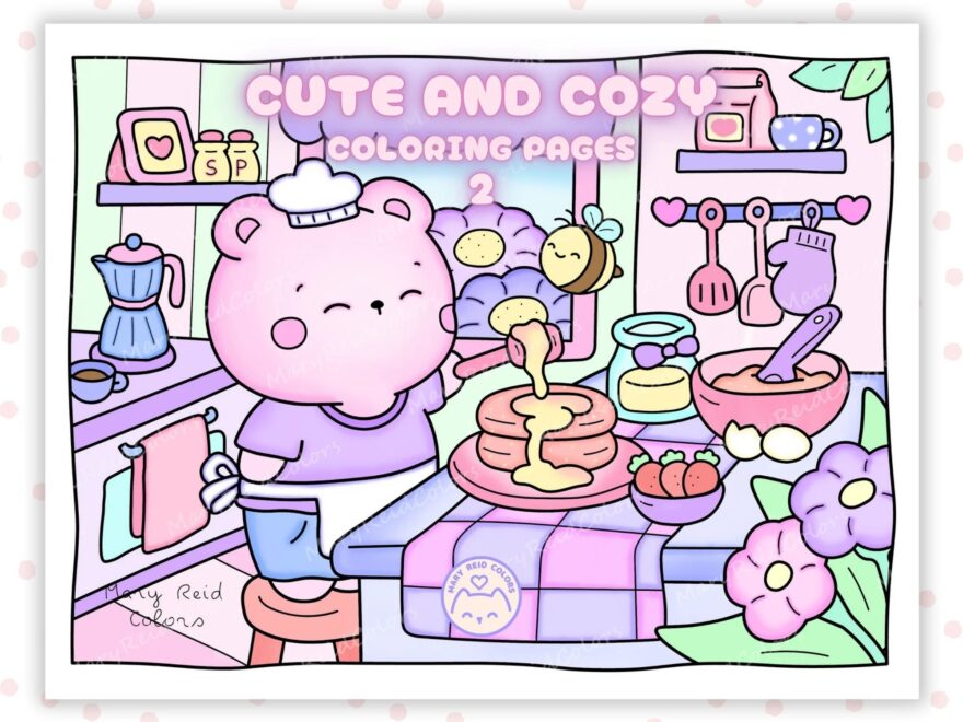 Cozy Coloring Pages Cute Coloring Book Aesthetic Coloring Pages Cute Printable Relaxing Activities Kawaii Printable Cute Art Etsy