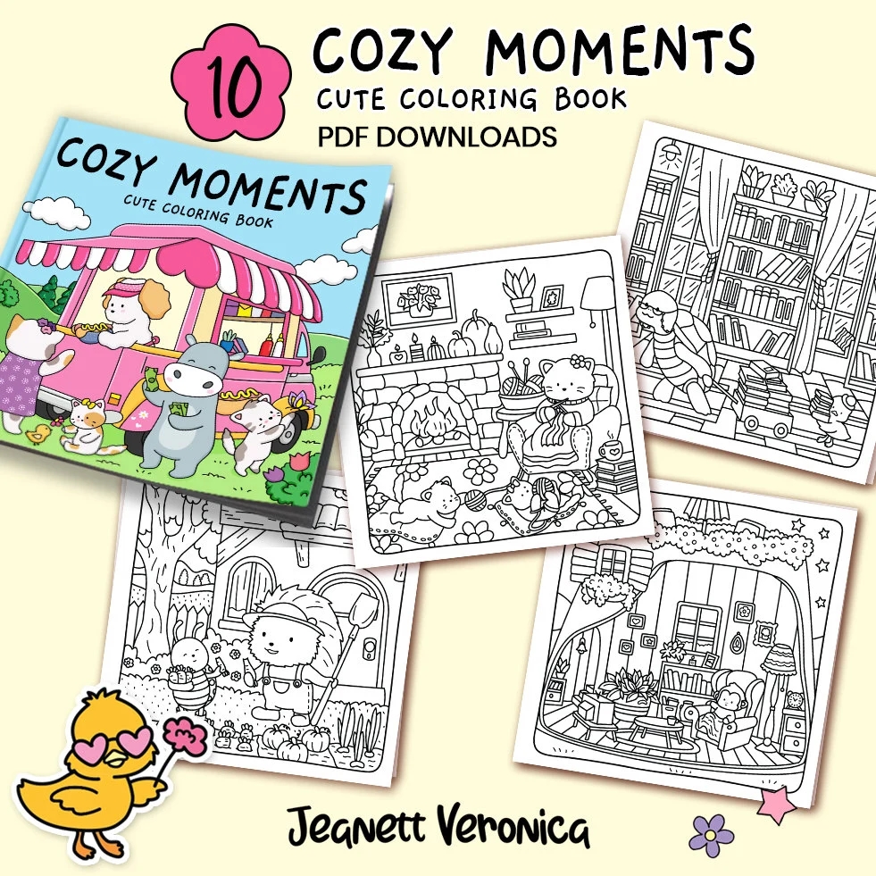 Cozy Moments Coloring Pages Set Two 10 Pages Instant Download PDF Etsy