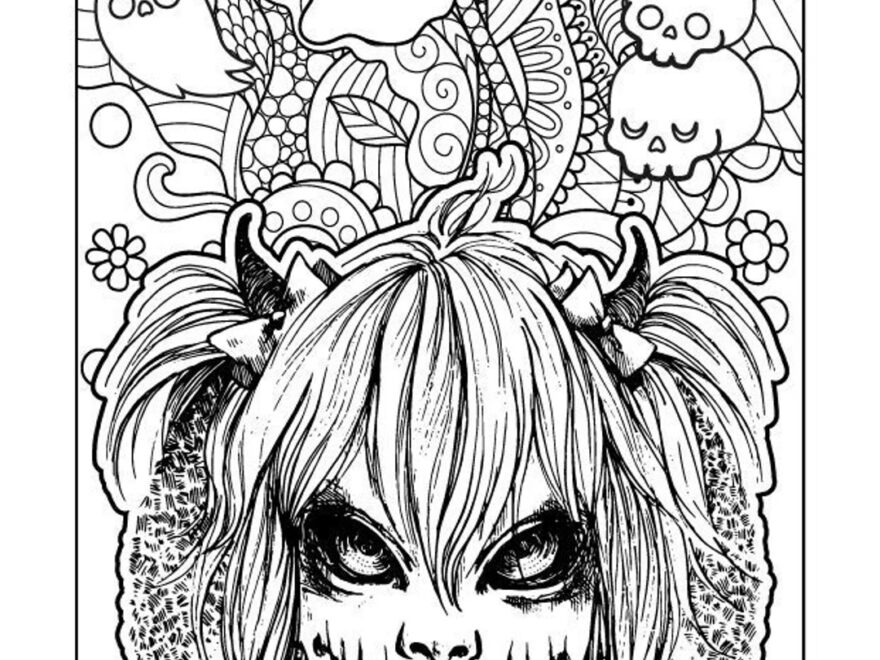 Creepy Halloween Coloring Pages For Adults Etsy