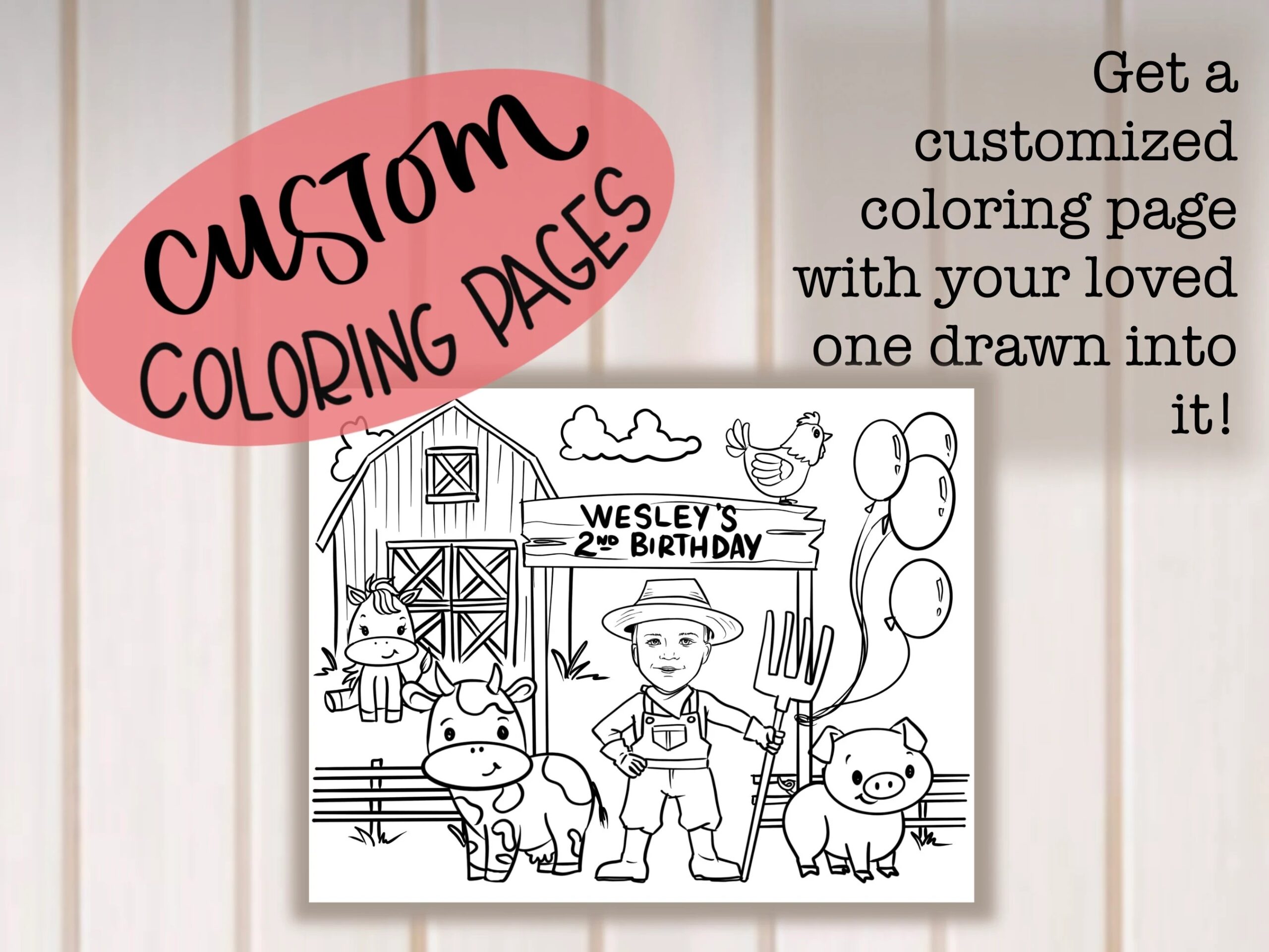 Custom Birthday Coloring Pages birthday Portrait Digital Print From Home Party Ideas Party Activities Etsy