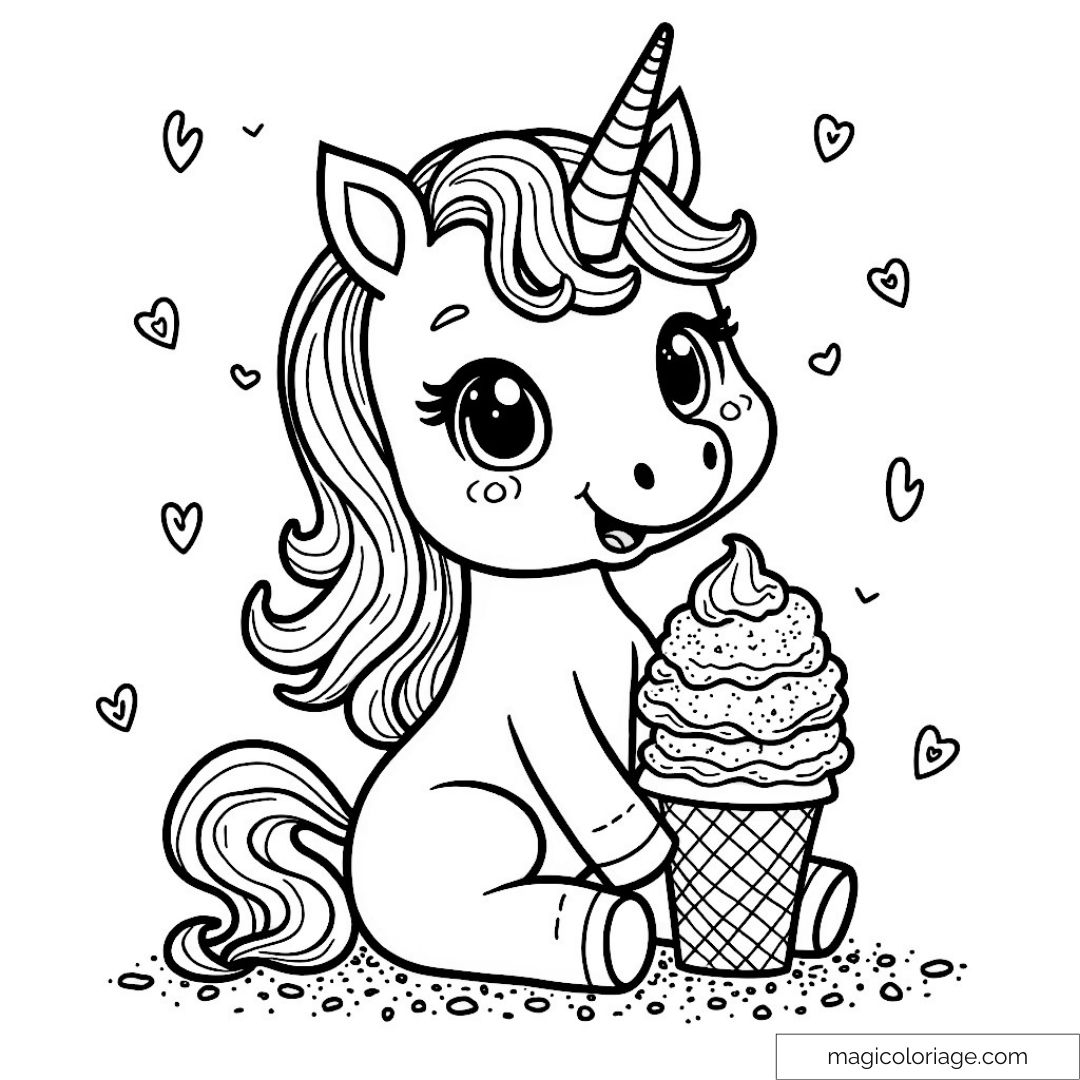 Cute And Greedy Unicorn Coloring Pages For Kids