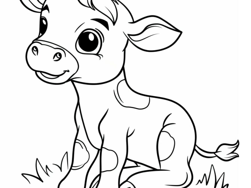 Cute Baby Cow Coloring Page Kids Coloring Page Kids Activity Summer Activity Printable Pdf Digital Download Simple Coloring Etsy